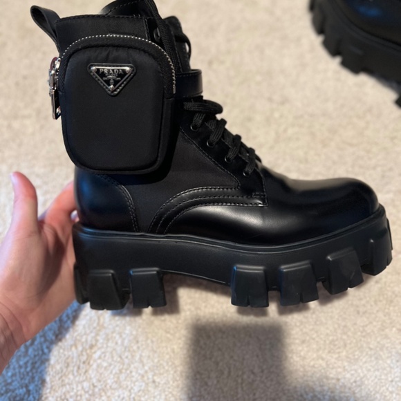 Prada Monolith brushed leather and nylon boots with pouch - Picture 10 of 12